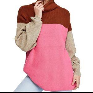 Free People Softly Structured Colorblock Sweater in Candy Pop
